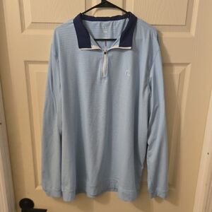 Rhoback XXL Light Blue Long Sleeve Quarter-Zip Pullover with Navy Collar